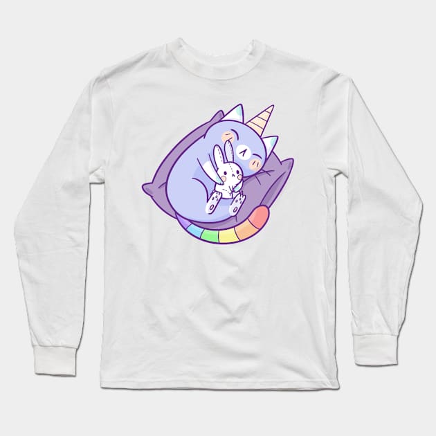 Sleepy Caticorn Long Sleeve T-Shirt by TaylorRoss1